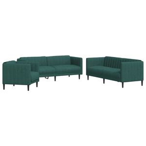 vidaXL Juego de sof&aacute;s 3 piezas tela verde oscuro