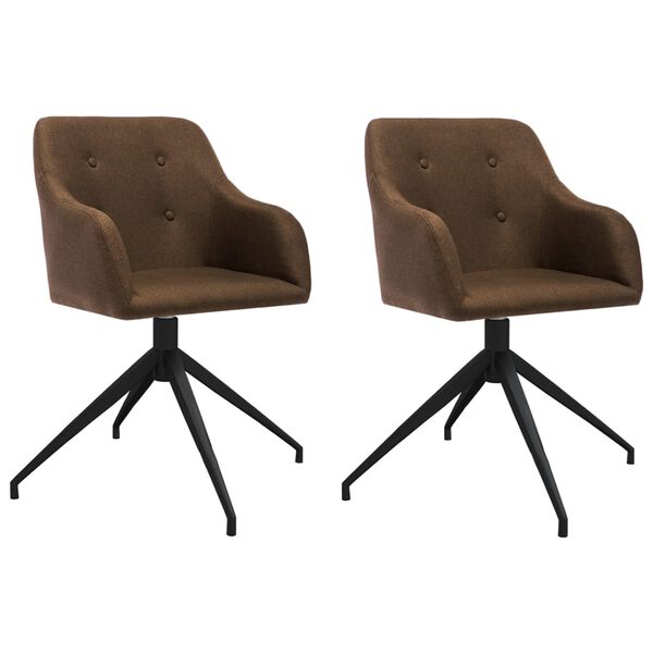 vidaXL Sillas de comedor giratorias 2 unidades tela marr&oacute;n