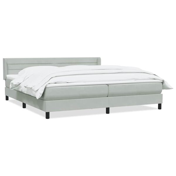 vidaXL Cama box spring con colch&oacute;n terciopelo gris claro 180x220 cm
