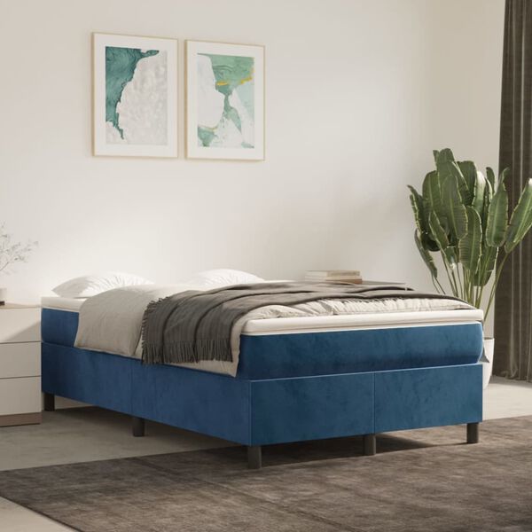 vidaXL Cama box spring con colch&oacute;n terciopelo azul oscuro 120x200 cm