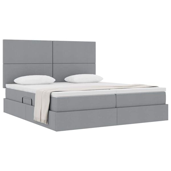 vidaXL Cama con almacenamiento Gris Claro 180 x 200 cm Cuero sint&eacute;tico