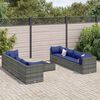 vidaXL Set de muebles de jard&iacute;n 9 pzas y cojines rat&aacute;n sint&eacute;tico gris