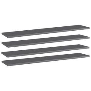vidaXL Estante estanter&iacute;a 4 uds contrachapada gris brillo 100x20x1,5cm