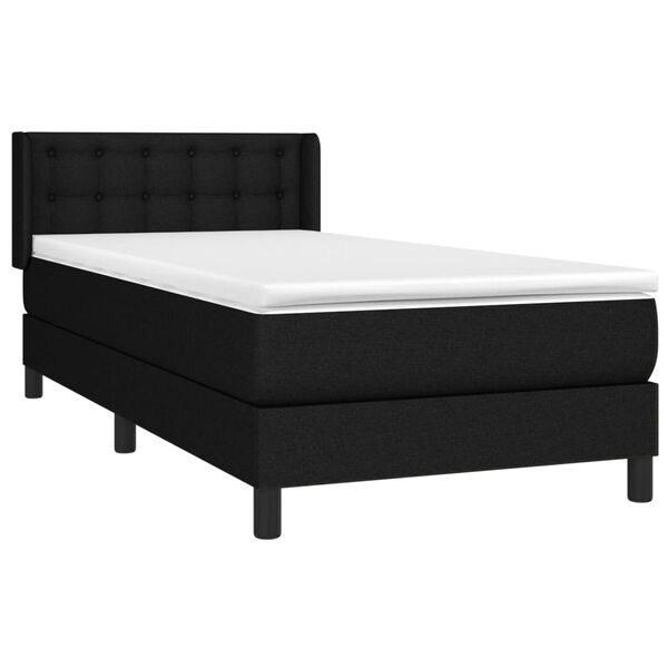 vidaXL Cama box spring con colch&oacute;n tela negro 100x200 cm