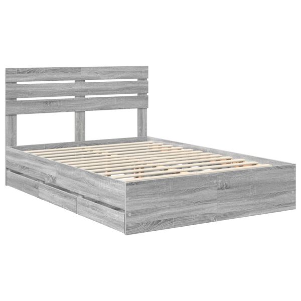 vidaXL Estructura de cama Gris Sonoma 150 x 200 cm Madera Ingenieril
