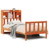 vidaXL Cama con estanter&iacute;a sin colch&oacute;n madera maciza marr&oacute;n 100x200 cm