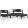 vidaXL Juego de muebles de jard&iacute;n 4 pzas madera de pino maciza negro