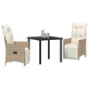 vidaXL Conjunto de Comedor de Jardín 3 pcs Beige ratán sintético