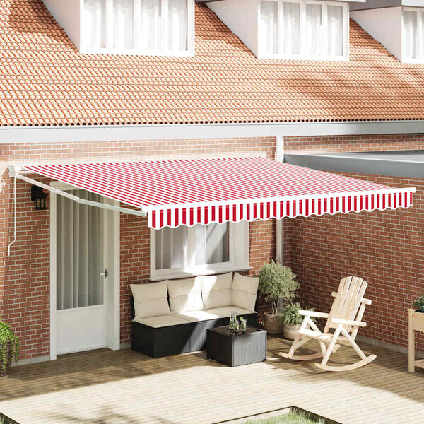 vidaXL Toldo Retr&aacute;ctil Manual Rojo y 400 x 300 cm Poli&eacute;ster y Aluminio