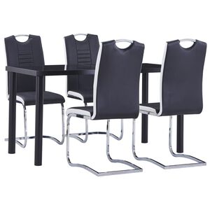 vidaXL Juego de comedor 5 piezas cuero sint&eacute;tico negro