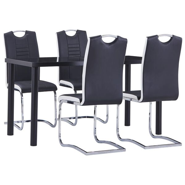 vidaXL Juego de comedor 5 piezas cuero sint&eacute;tico negro
