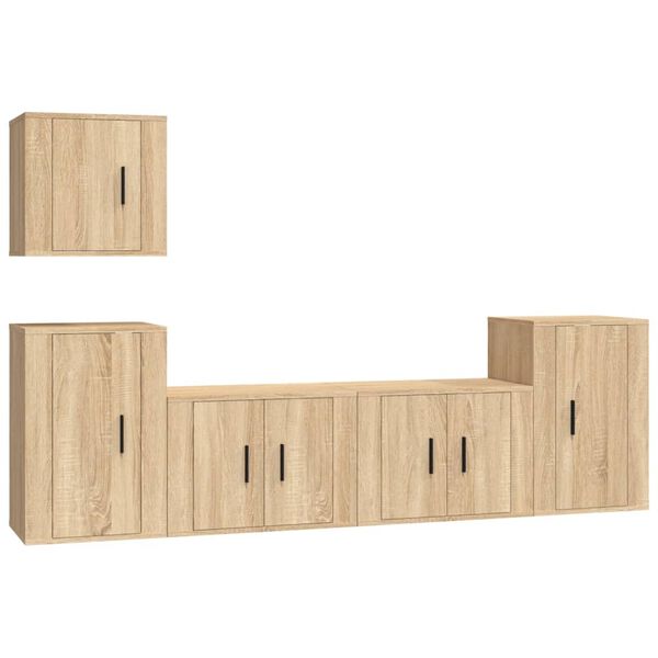 vidaXL Set de muebles para TV 5 pzas madera contrachapada roble Sonoma
