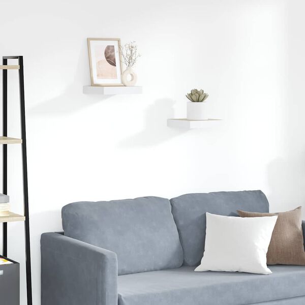 vidaXL Estante flotante pared 2 uds MDF roble y blanco 23x23,5x3,8 cm