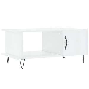 vidaXL Mesa de centro madera contrachapada blanco brillo 90x50x40 cm