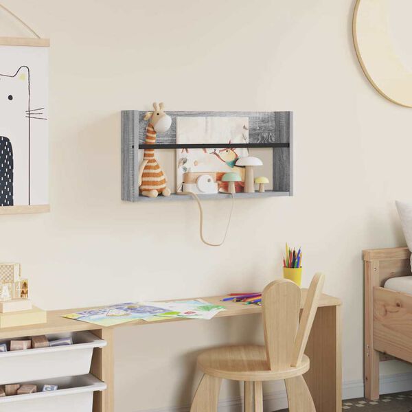 vidaXL Estante de revistas con estante Gris Sonoma 60 x 12 x 30 cm