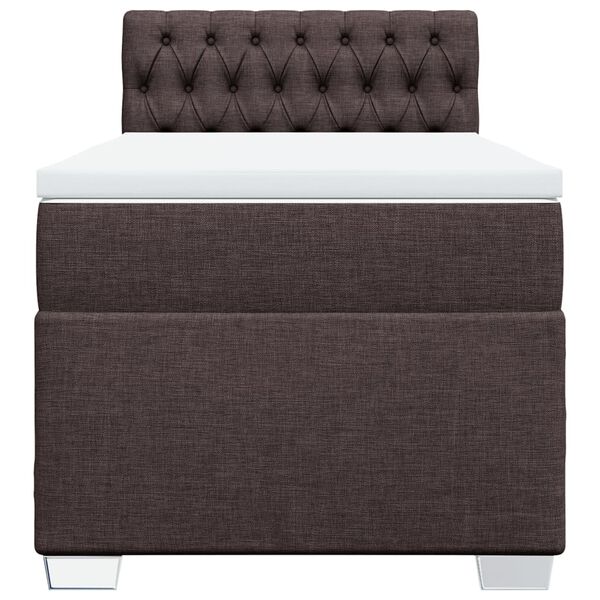 vidaXL Cama box spring con colch&oacute;n tela marr&oacute;n oscuro 90x190 cm