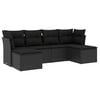 vidaXL Set de sof&aacute;s de jard&iacute;n 6 piezas y cojines rat&aacute;n sint&eacute;tico negro