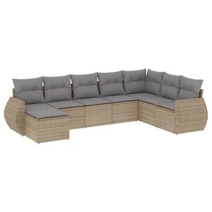 vidaXL Juego de sof&aacute;s de jard&iacute;n con cojines beige 8 pzas rat&aacute;n PE