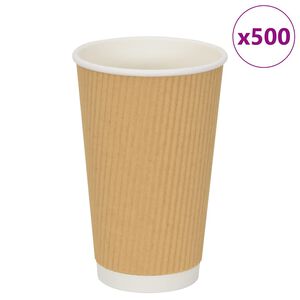 vidaXL Tazas de caf&eacute; de papel 500 uds 16oz 400ml marr&oacute;n