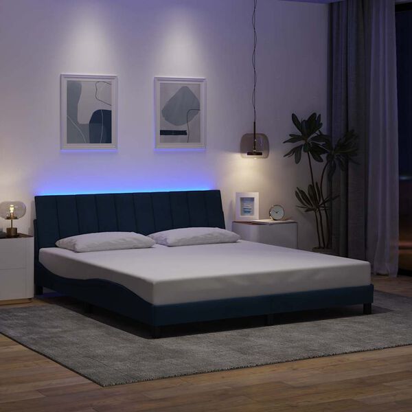 vidaXL Estructura de cama sin colch&oacute;n Hanko tela azul 180x200 cm