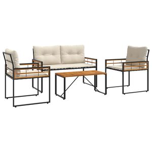 vidaXL Juego de muebles de exterior 4 uds. Crema