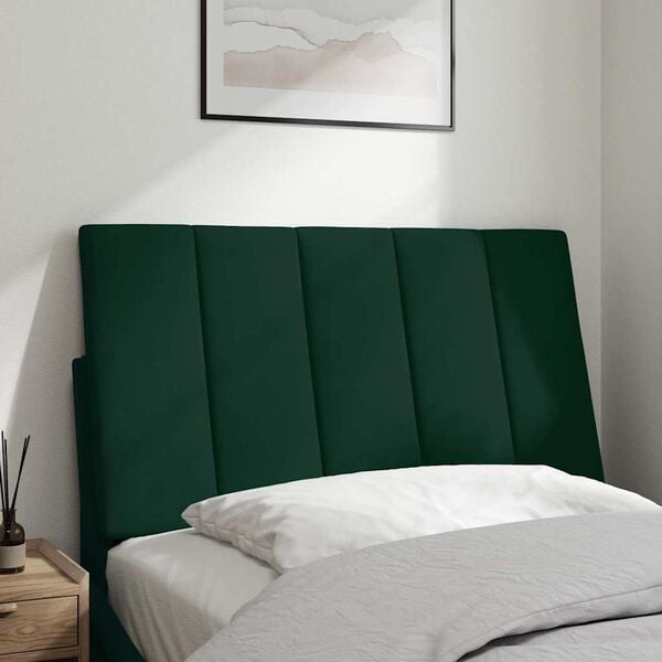 vidaXL Cabecero de cama acolchado Hanko terciopelo verde oscuro 90 cm
