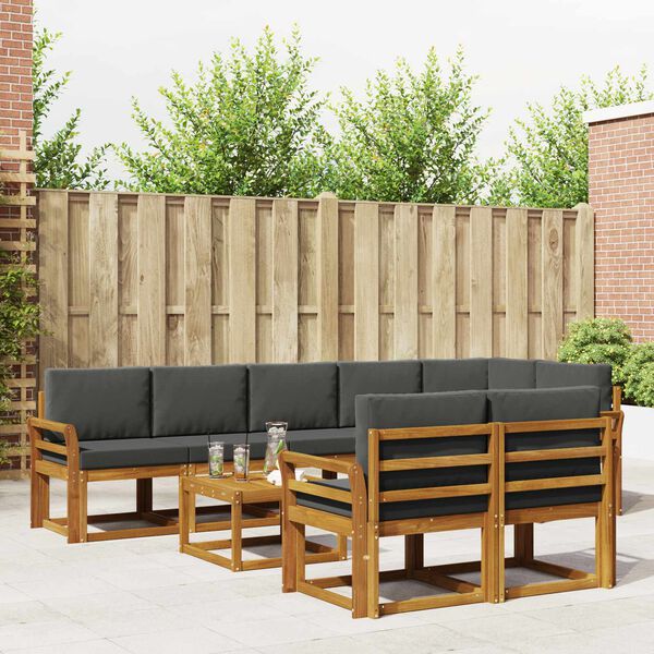 vidaXL Conjunto de sof&aacute;s de exterior 9 pcs Natural y Antracita