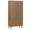 vidaXL Mueble vitrina MOLDE madera maciza de pino marr&oacute;n 90x35x175 cm