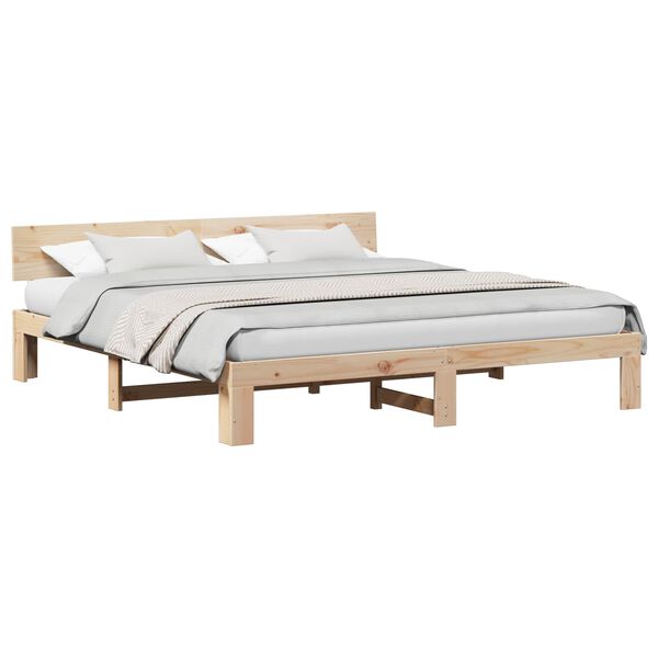 vidaXL Estructura de cama Natural 180 x 200 cm Madera de pino macizo