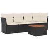 vidaXL Set de muebles de jard&iacute;n 5 pzas y cojines rat&aacute;n sint&eacute;tico negro