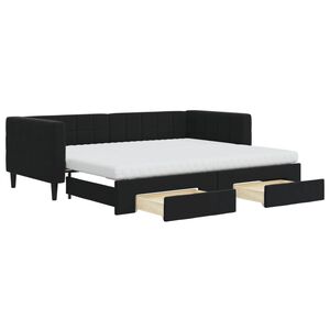vidaXL Sof&aacute; cama nido con cajones terciopelo negro 90x200 cm