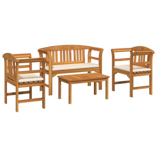 vidaXL Conjunto de sal&oacute;n Rosa del jard&iacute;n 4 pcs Madera de Acacia S&oacute;lida