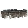 vidaXL Set comedor de jard&iacute;n con cojines 13 pzas rat&aacute;n sint&eacute;tico gris