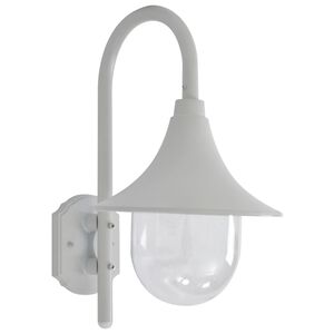 vidaXL L&aacute;mpara de pared de jard&iacute;n aluminio blanca E27 42 cm