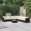 vidaXL Set de muebles de jard&iacute;n 8 pzas y cojines rat&aacute;n sint&eacute;tico negro