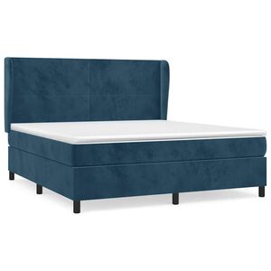 vidaXL Cama box spring con colch&oacute;n terciopelo azul oscuro 160x200 cm