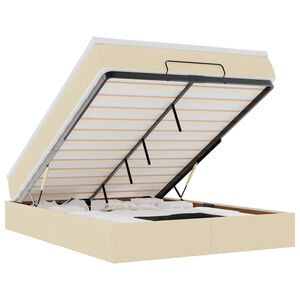 vidaXL Estructura de cama otomana con colch&oacute;n tela crema 140x200cm