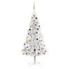 vidaXL &Aacute;rbol de Navidad preiluminado con luces y bolas plateado 210 cm