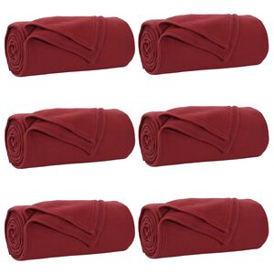 vidaXL Mantitas de Sof&aacute; 6 uds. Rojo Burdeos 200 x 150 cm 2.52 kg Lana