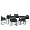 vidaXL Juego de comedor para jard&iacute;n 7 piezas negro