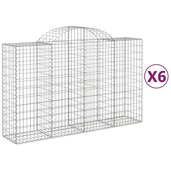 vidaXL Cestas de gaviones 6 uds forma de arco hierro 200x50x120/140 cm
