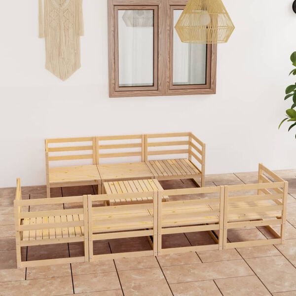 vidaXL Juego de muebles de jard&iacute;n 8 piezas madera maciza de pino