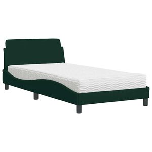 vidaXL Cama con colch&oacute;n Dover terciopelo verde oscuro 100x200 cm