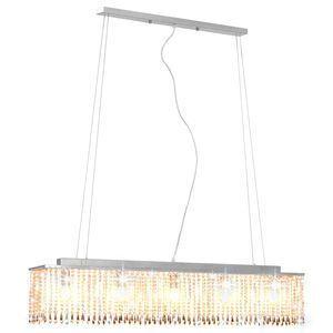 vidaXL L&aacute;mpara de techo con cuentas de cristal plateado 104 cm E14