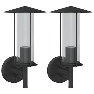vidaXL Apliques de exterior 2 unidades acero inoxidable negro