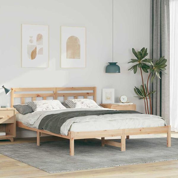 vidaXL Estructura de cama Marr&oacute;n 140 x 200 cm Madera de pino macizo
