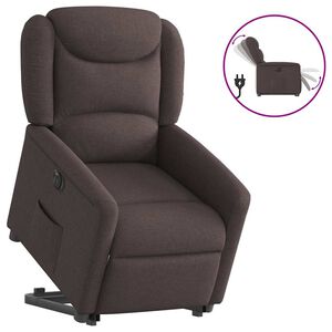 vidaXL Sill&oacute;n el&eacute;ctrico reclinable elevable de tela marr&oacute;n oscuro