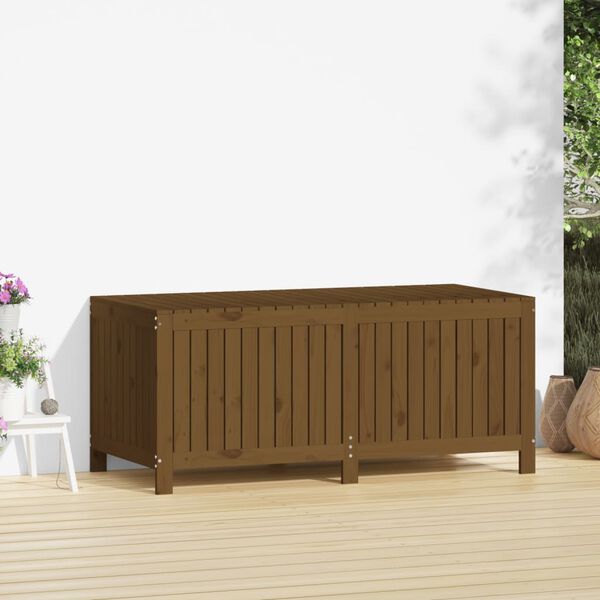 vidaXL Caja de almacenaje jardín madera pino marrón miel 147x68x64 cm