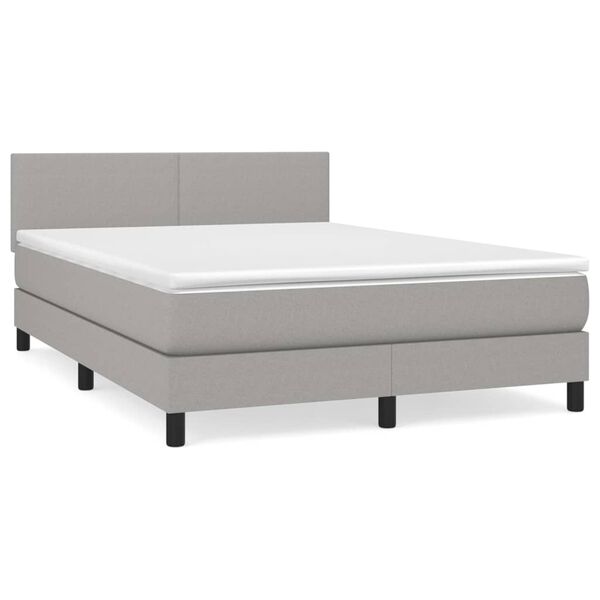 vidaXL Cama box spring con colch&oacute;n tela gris claro 140x200 cm