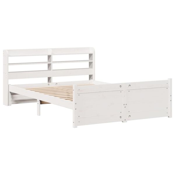 vidaXL Estructura de cama con cabecero madera pino blanco 120x190 cm
